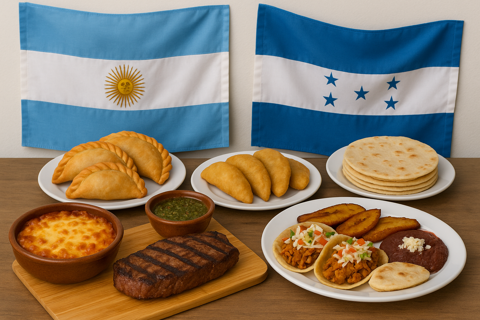 Platos típicos argentinos y hondureños